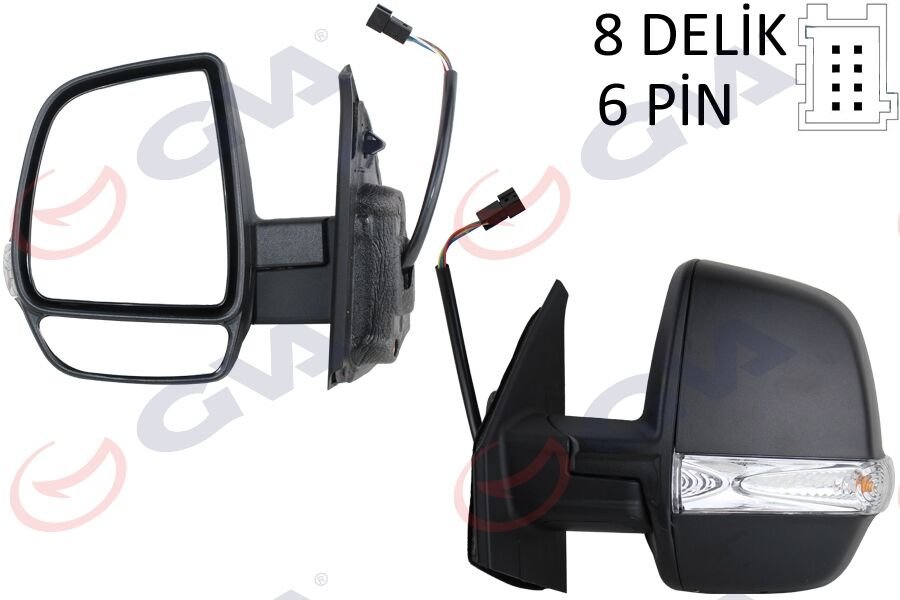 DIŞ DİKİZ AYNASI SOL DOBLO 11> ELEKTRİKLİ ORTADAN SİNYALLİ SİYAH KAPAKLI ÇİFT CAM KONVEKS 6 FİŞ VM-669EHL