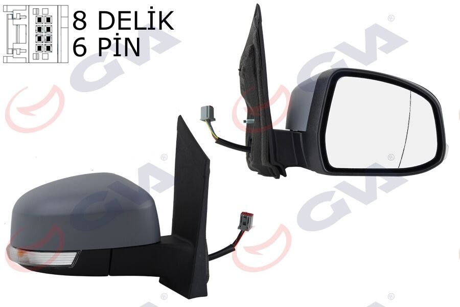 DIŞ DİKİZ AYNASI SAĞ FORD FOCUS 08> ELEKTRİKLİ-ISITMALI-SİNYALLİ-ASTARLI-ASFERİK 6 FİŞ VM-6304EHPAR