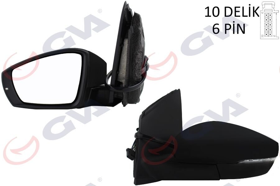 DIŞ DİKİZ AYNASI SOL POLO 09> ELEKTRİKLİ ISITMALI SİNYALLİ ASFERİK 6 FİŞ VM-388NEHAL
