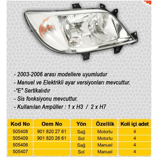 FAR SAG HALOJEN. MOTORSUZ MERCEDES SPRINTER B901>B904 00>06