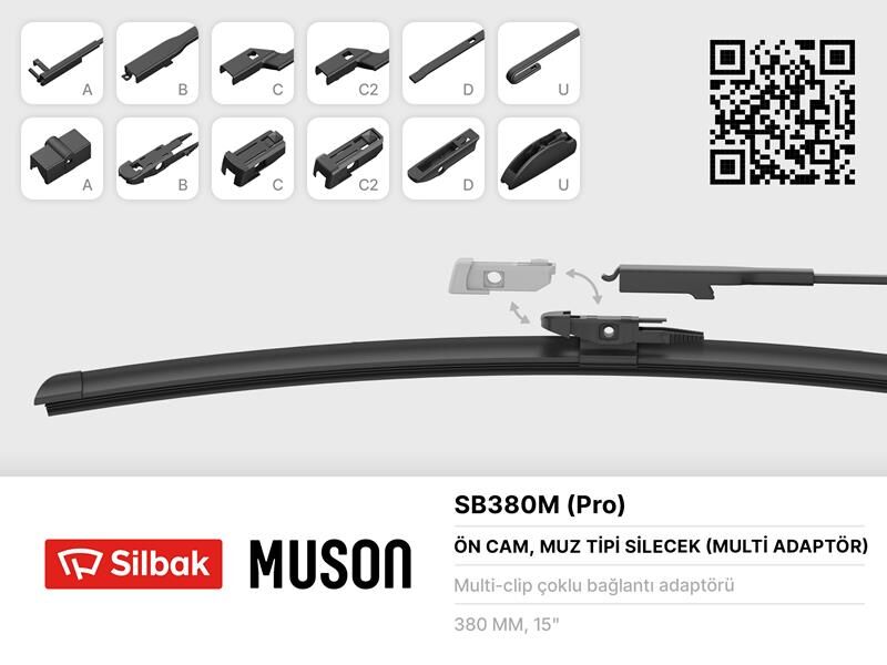 SİLECEK SÜPÜRGESİ MUZ TİPİ GRAFİTLİ 380mm 6 APARATLI