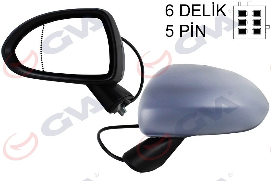 DIŞ DİKİZ AYNASI SOL CORSA D 06> ELEKTRİKLİ ISITMALI ASTARLI ASFERİK 5 FİŞ VM-964EHPAL 13187615