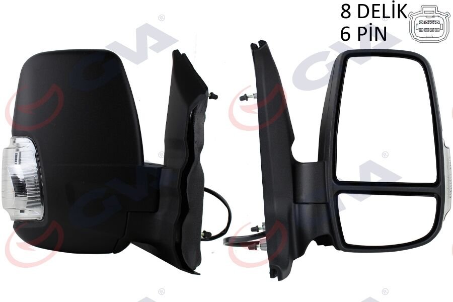 DIŞ DİKİZ AYNASI SAĞ TRANSIT 14> ELEKTRİKLİ ISITMALI BEYAZ SİNYALLİ DESENLİ KONVEKS 6 FİŞ VM-6329EHR