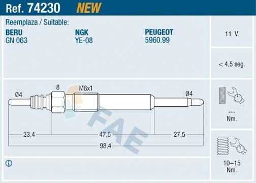 KIZDIRMA BUJİSİ P407-P607-P807-P4007 2.2 HDI C5-C6-C8 2.2 HDI 06> GALAXY-MONDEO IV 2.2 TDCI 11V FREELANDER 2 L359 2.2 TD4 JAGUAR X-TYPE I X400 2.2 D